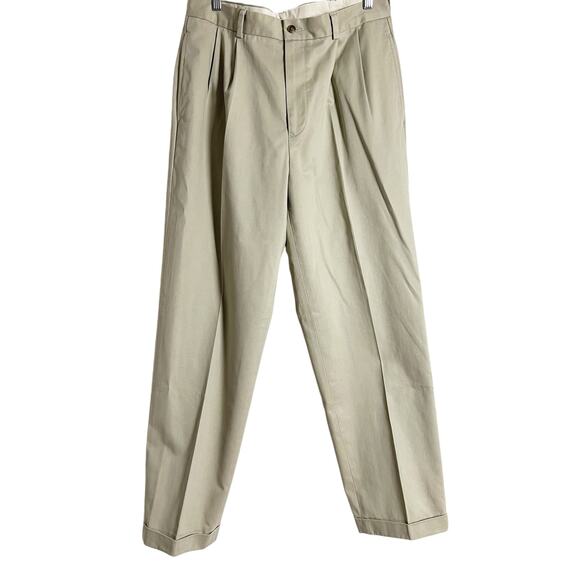 Brooks Brothers Elliot Fit Pleated Khaki Tan Advantage Chino Pants Size 34x32 - Picture 1 of 8